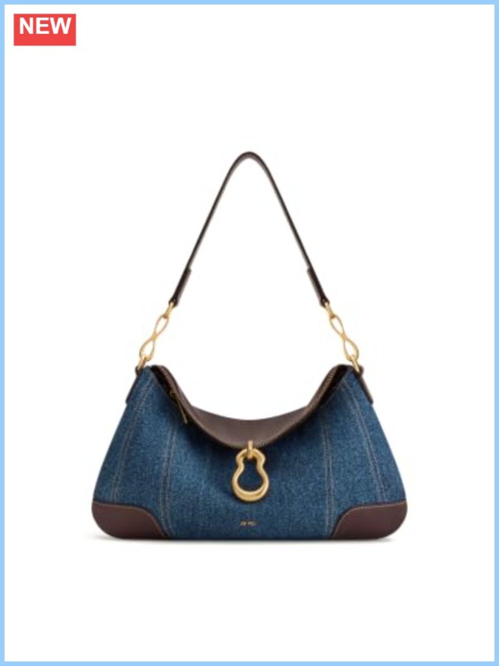 JW PEI Jayla Denim Shoulder Bag Metal Pendant Embellished Purse